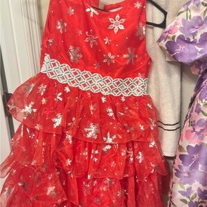 Sparkling Red Snowflake Kids Costume